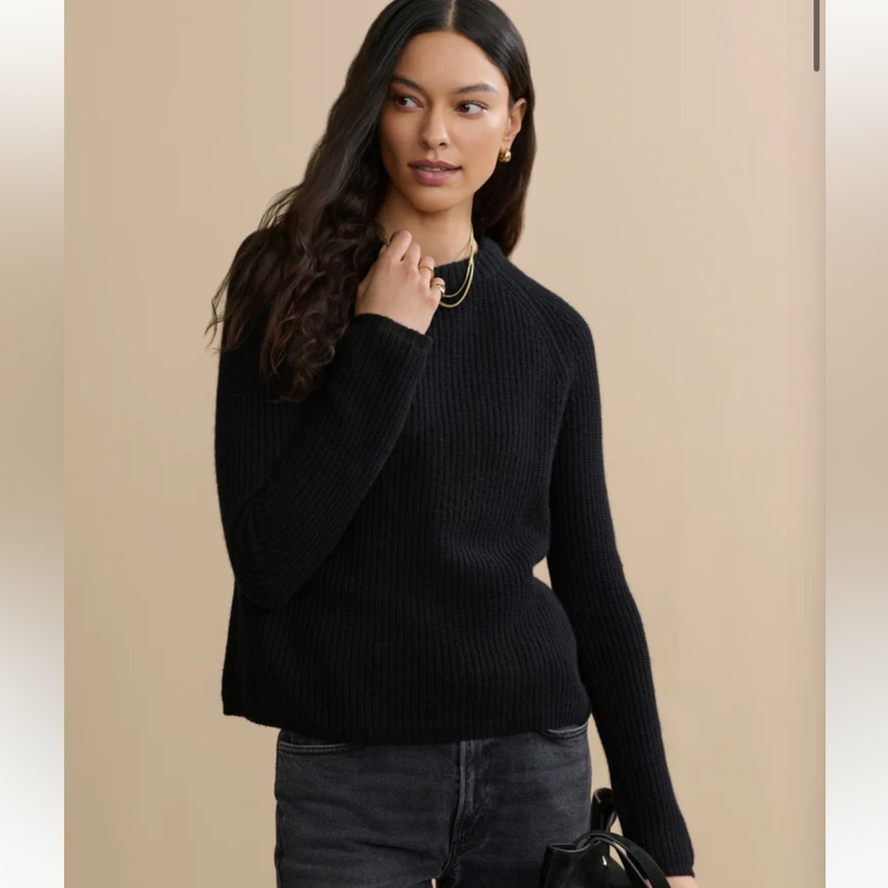 Jenni Kayne Cashmere Fishermans Sweater black medium